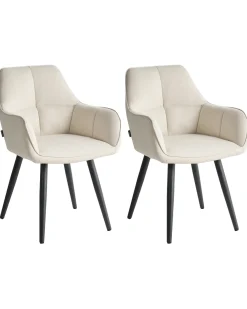 Set di 2 sedie da pranzo TIRANO Lino sintetico Beige chiaro