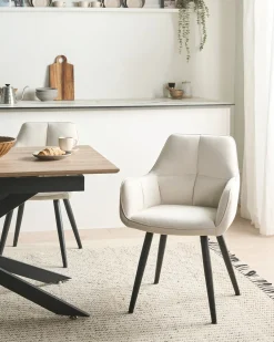 Set di 2 sedie da pranzo TIRANO Lino sintetico Beige chiaro