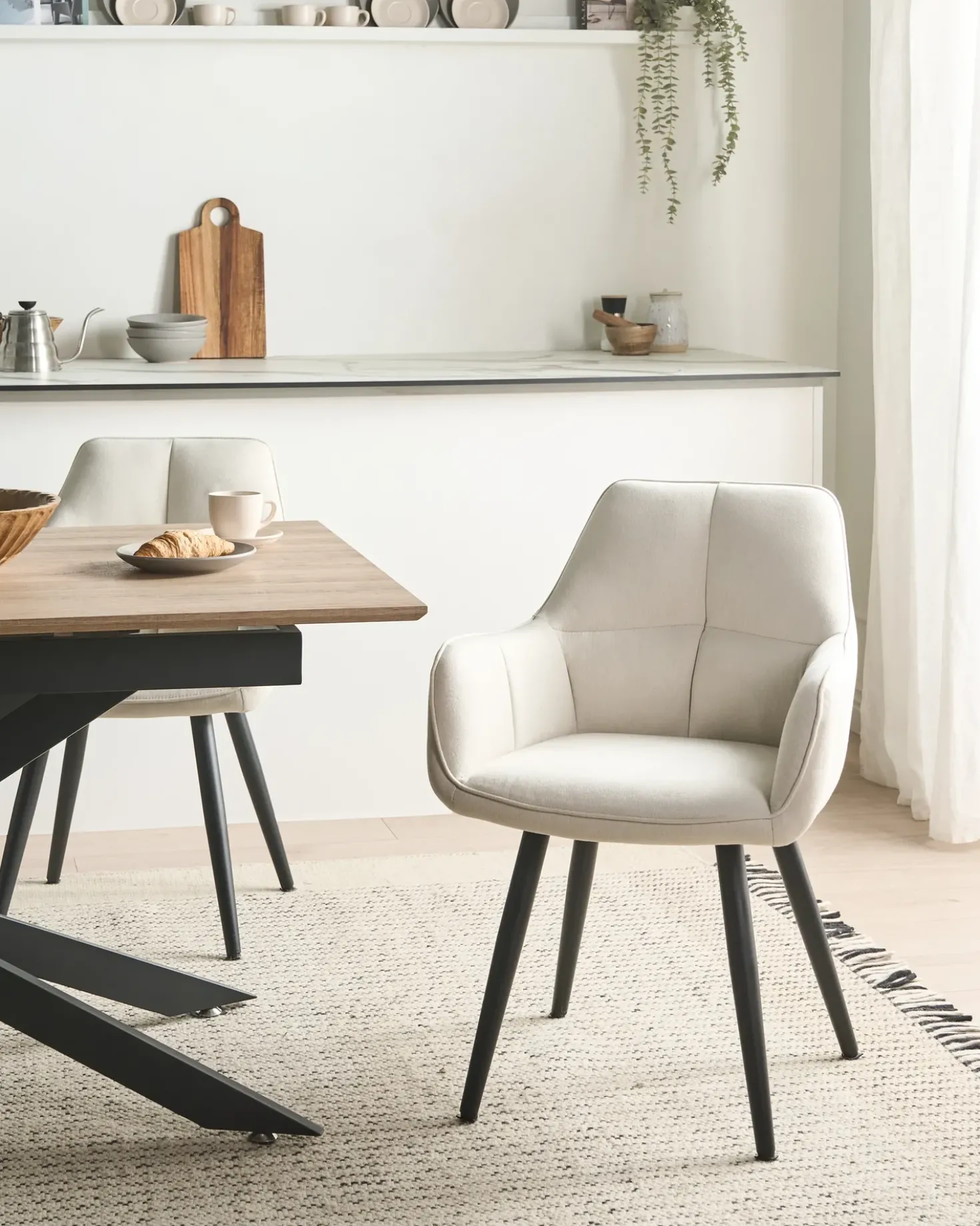 Set di 2 sedie da pranzo TIRANO Lino sintetico Beige chiaro