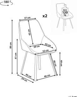 Set di 2 sedie da pranzo TERLTON Velluto Beige chiaro