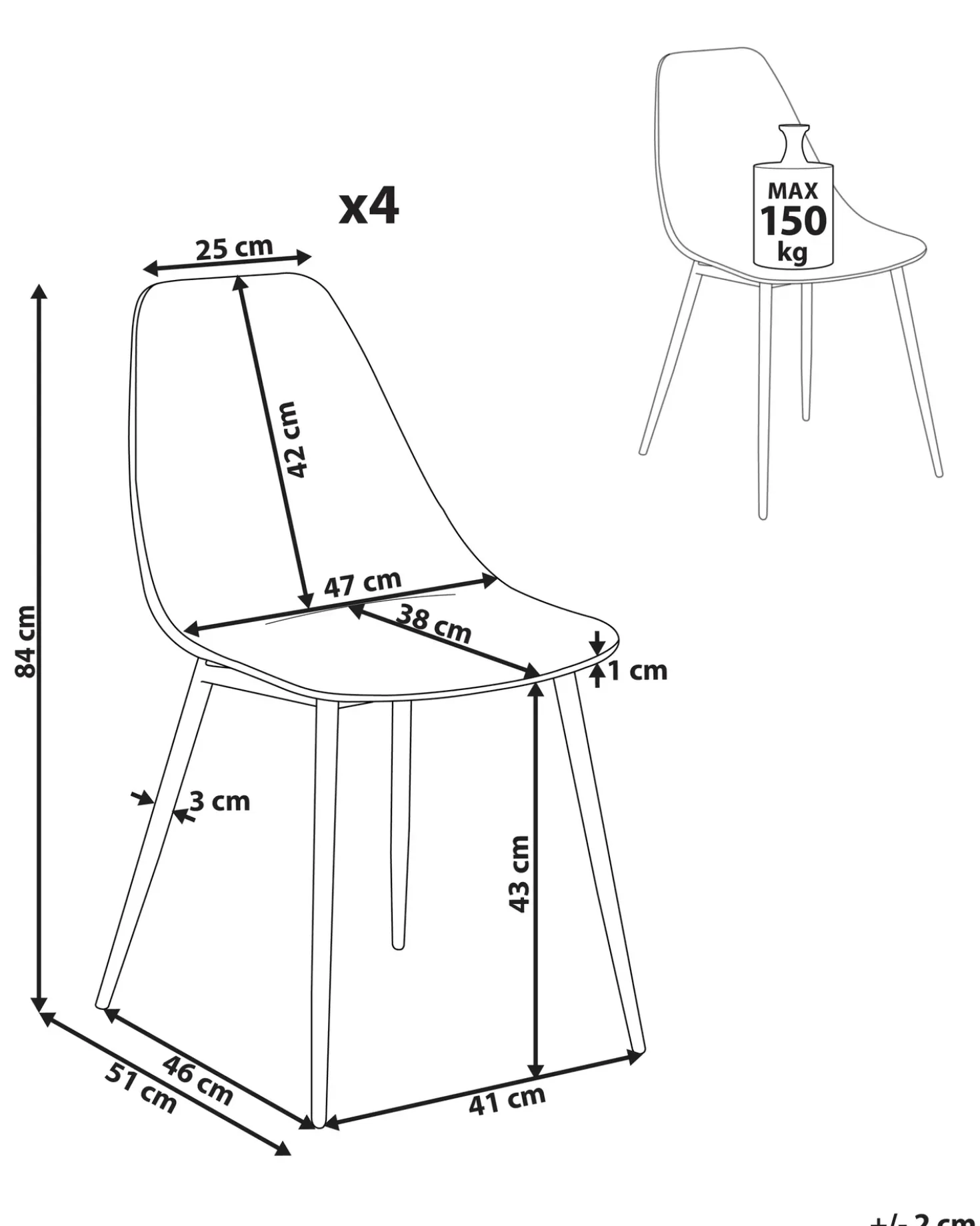 Set di 4 sedie da pranzo TAKILMA Trasparente