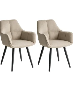 Set di 2 sedie da pranzo TIRANO Lino sintetico Beige