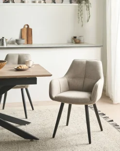 Set di 2 sedie da pranzo TIRANO Lino sintetico Beige