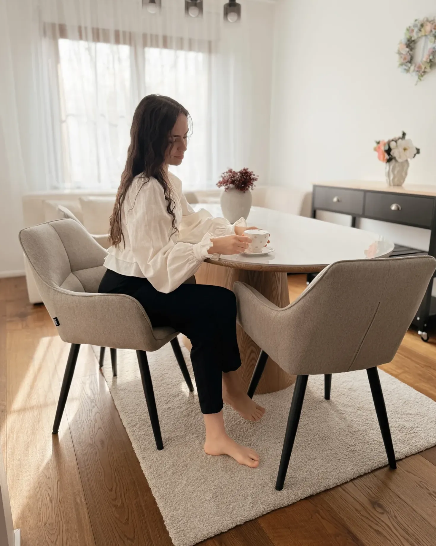 Set di 2 sedie da pranzo TIRANO Lino sintetico Beige