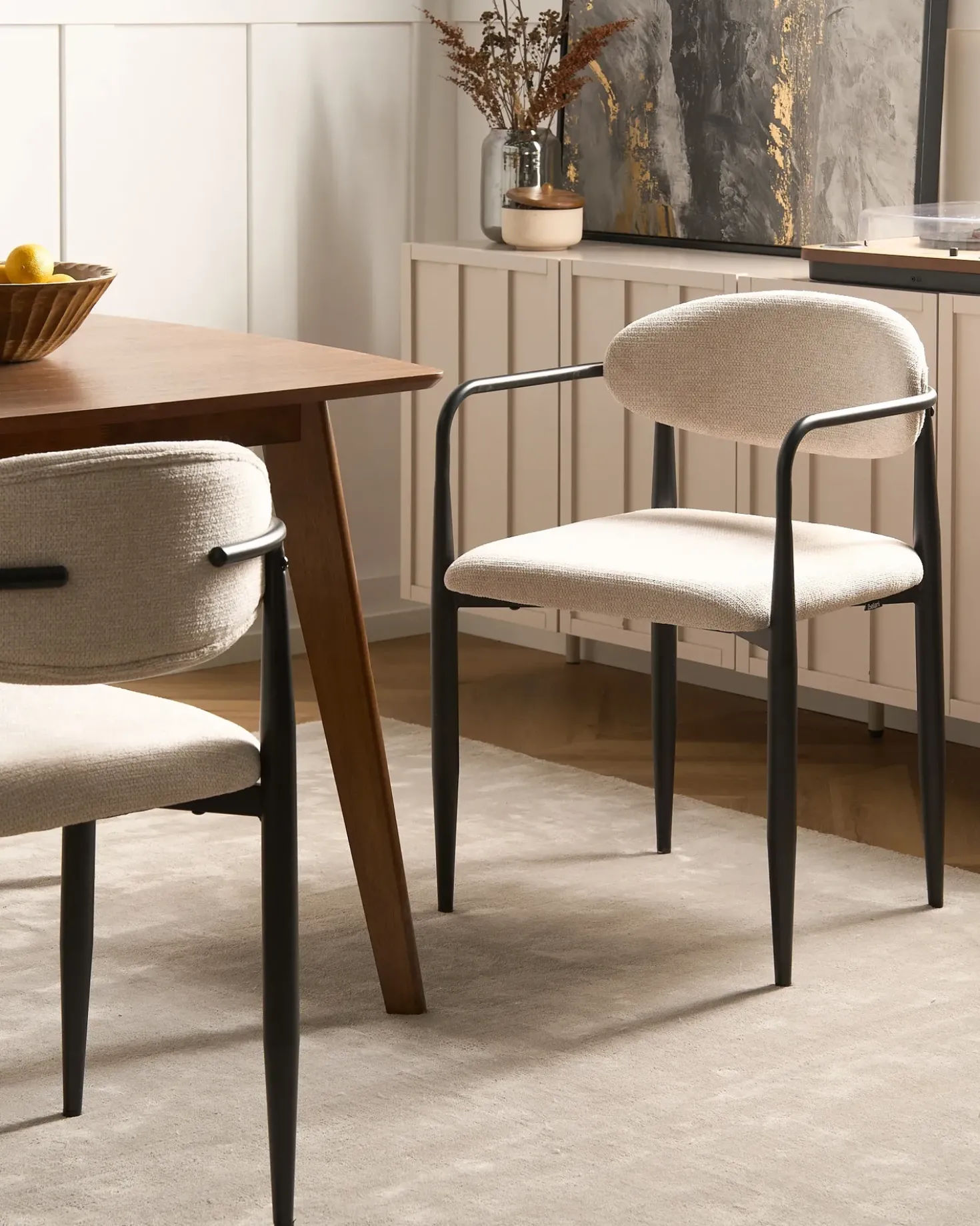 Set di 2 sedie da pranzo TANEVIK Tessuto Beige chiaro
