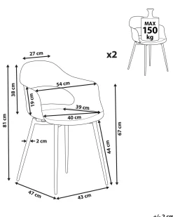 Set di 2 sedie da pranzo UTICA Rosa