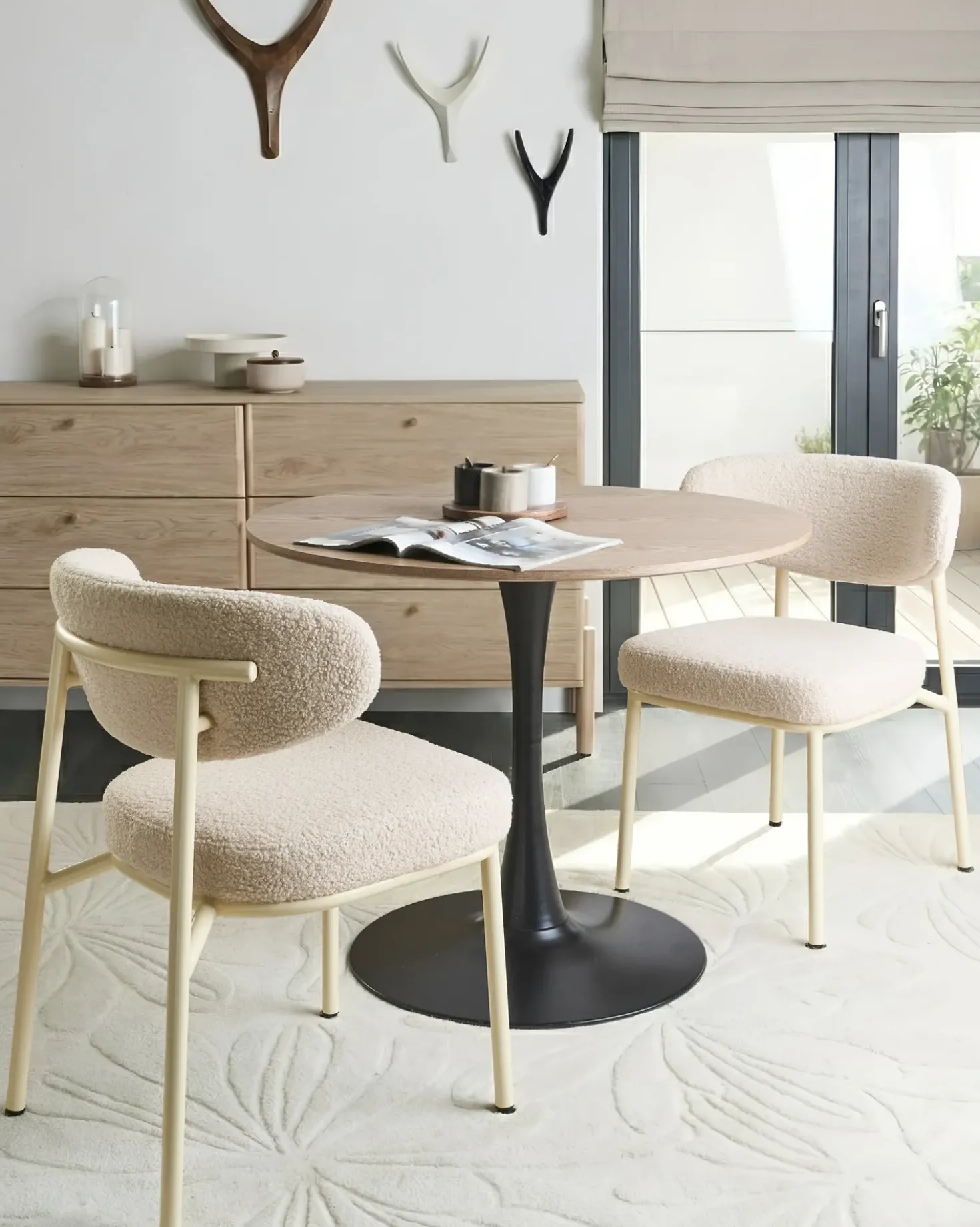 Set di 2 sedie da pranzo UNITY Bouclé Beige chiaro