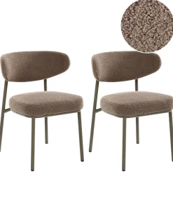 Set di 2 sedie da pranzo UNITY Bouclé Tortora