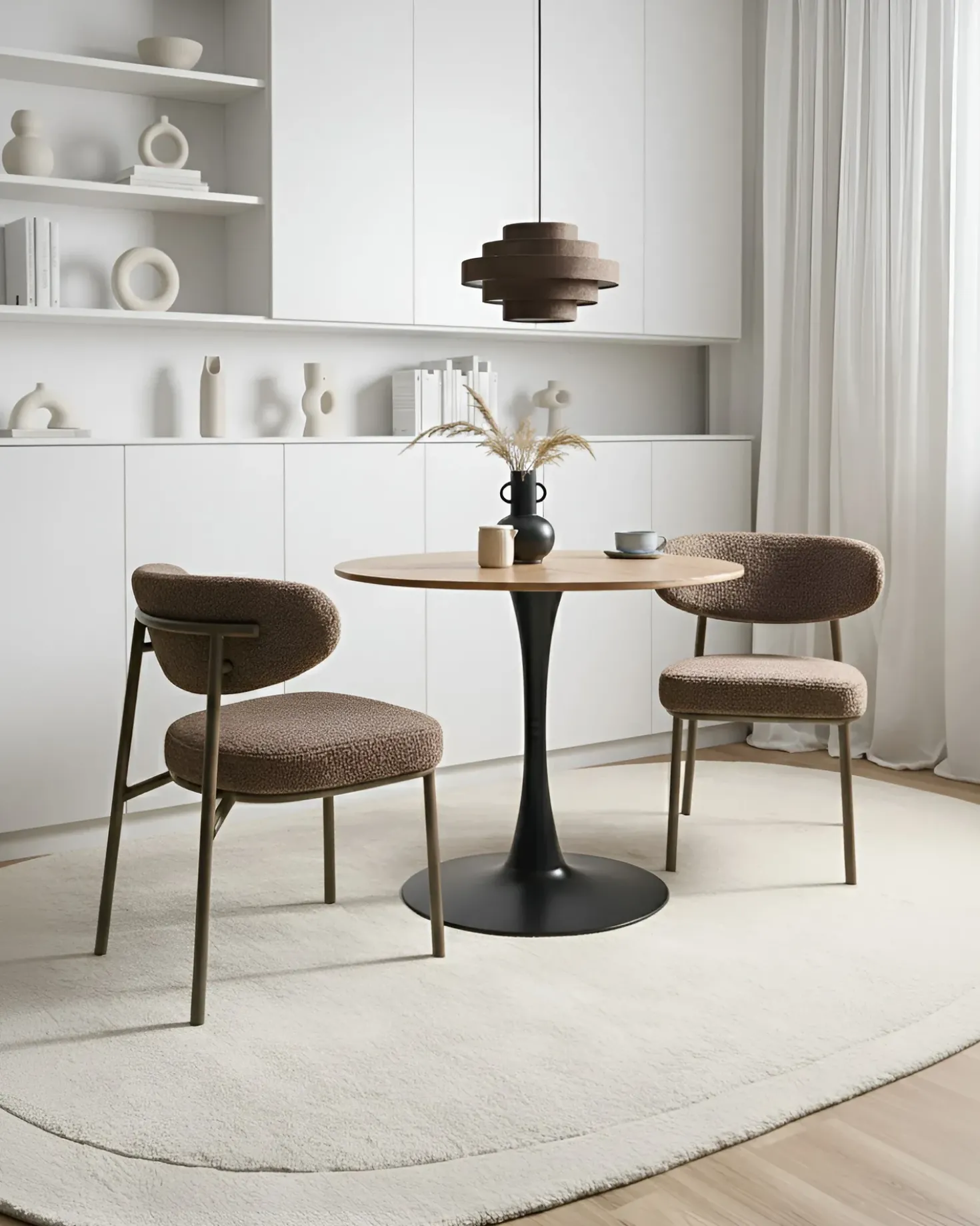 Set di 2 sedie da pranzo UNITY Bouclé Tortora
