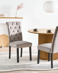 Set di 2 sedie da pranzo VELVA Velluto Grigio