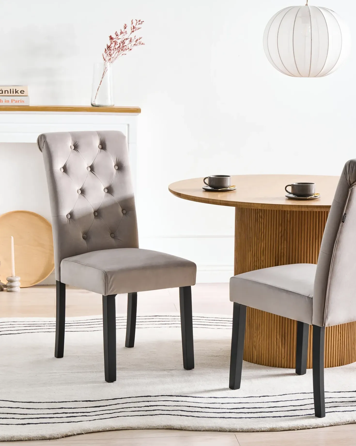 Set di 2 sedie da pranzo VELVA Velluto Grigio