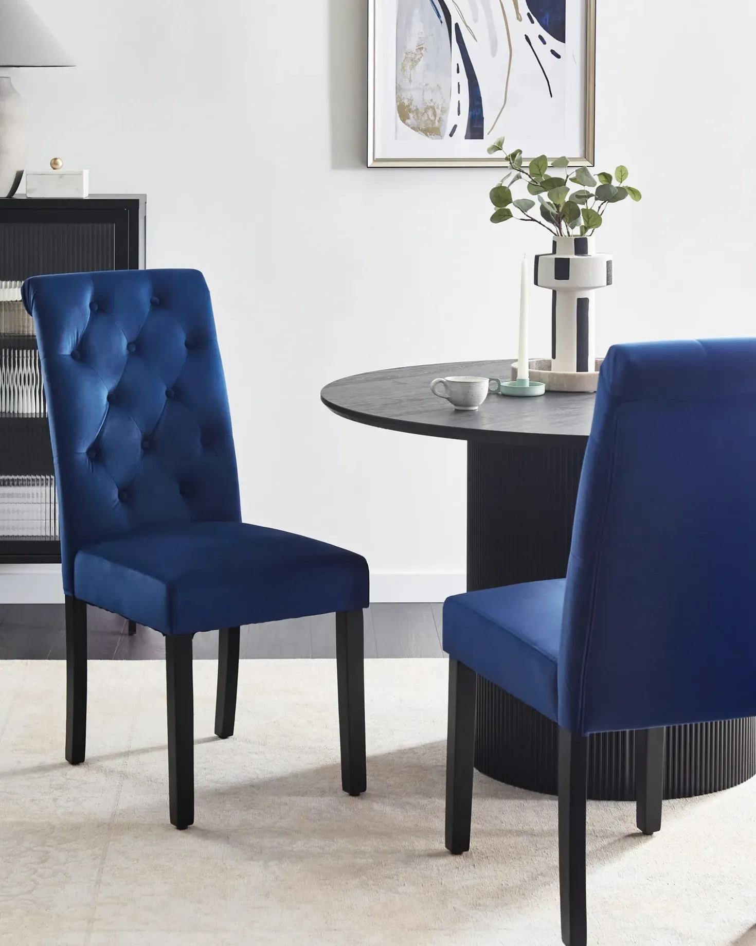 Set di 2 sedie da pranzo VELVA Velluto Blu scuro