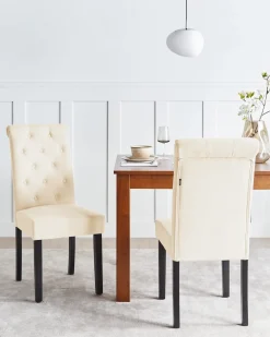 Set di 2 sedie da pranzo VELVA Tessuto Beige chiaro