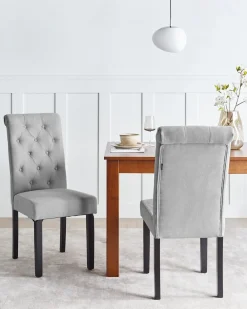 Set di 2 sedie da pranzo VELVA Tessuto Grigio
