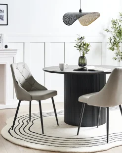Set di 2 sedie da pranzo VALERIE Pelle sintetica Grigio chiaro