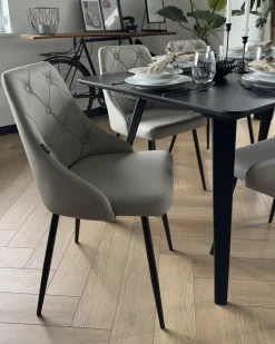 Set di 2 sedie da pranzo VALERIE Pelle sintetica Grigio chiaro