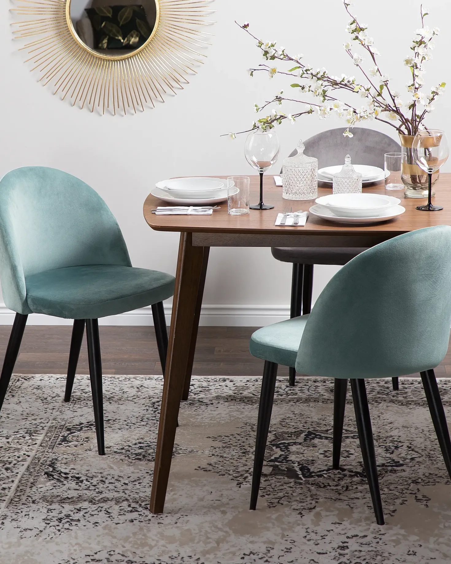 Set di 2 sedie da pranzo VISALIA Velluto Verde menta
