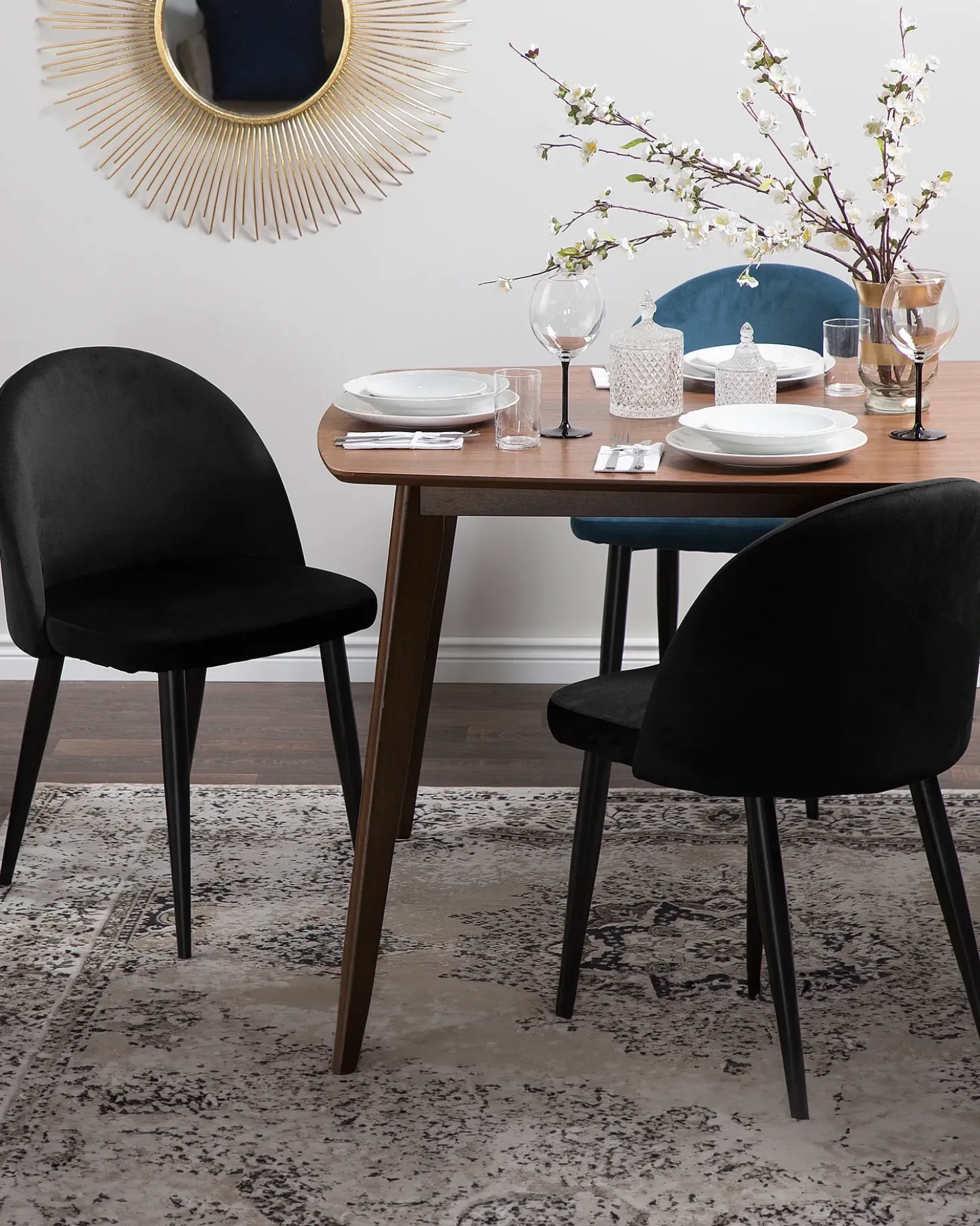Set di 2 sedie da pranzo VISALIA Velluto Nero