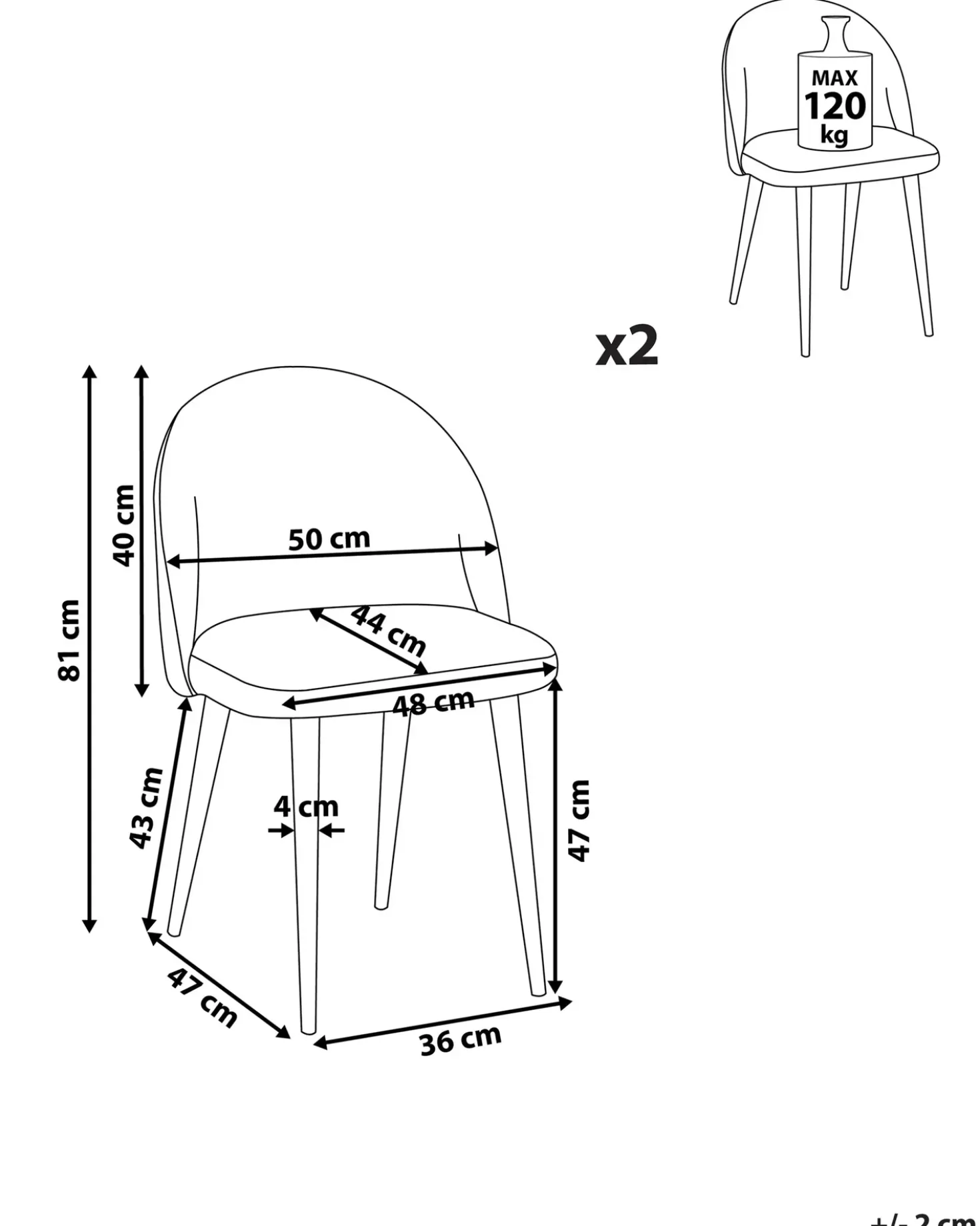 Set di 2 sedie da pranzo VISALIA Velluto Nero