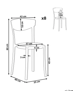 Set di 8 sedie da pranzo VIESTE Grigio scuro