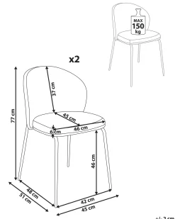 Set di 2 sedie da pranzo VIDETTE Tessuto Beige