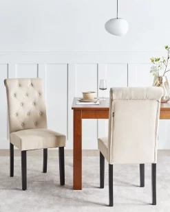 Set di 2 sedie da pranzo VELVA Tessuto Beige sabbia