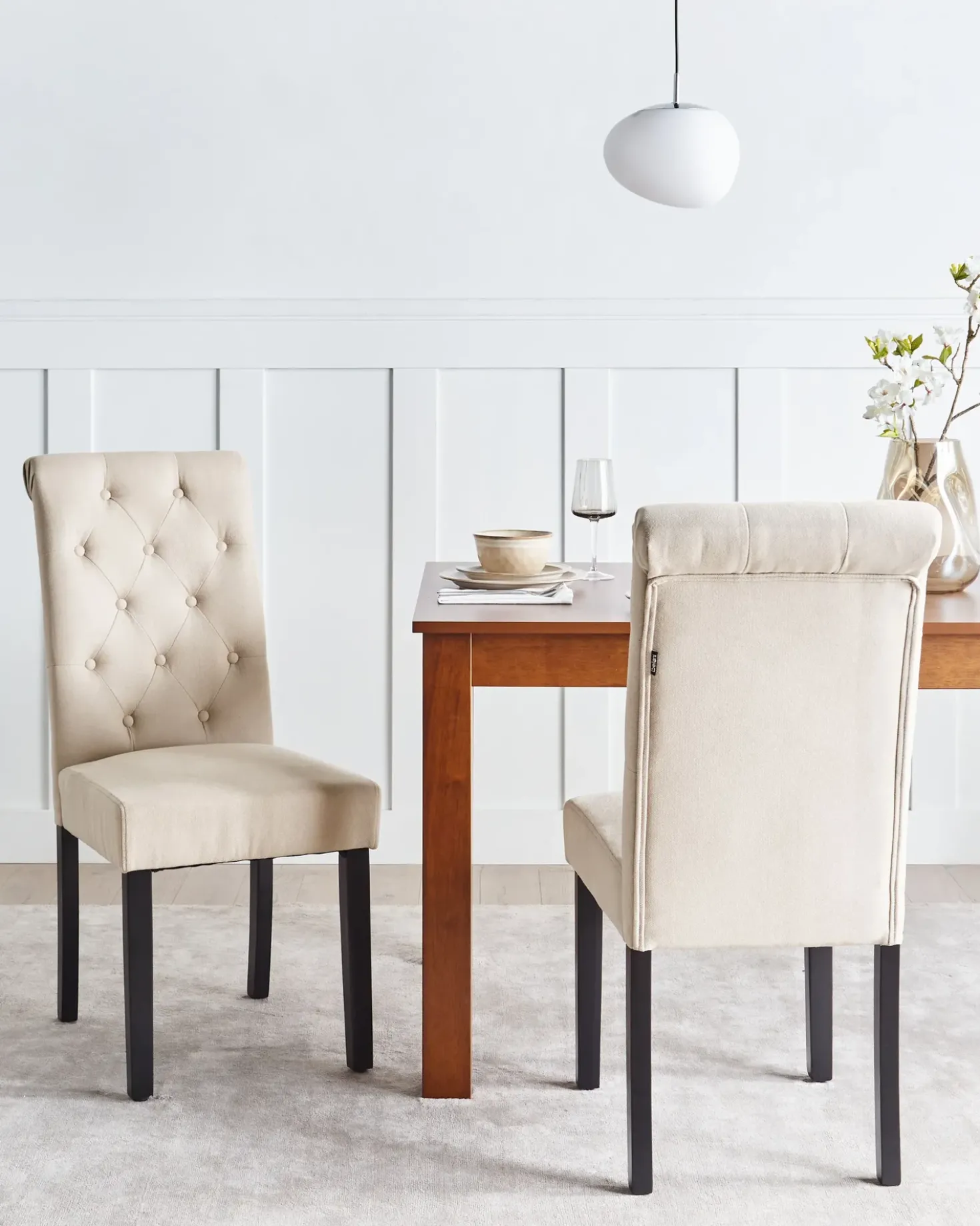 Set di 2 sedie da pranzo VELVA Tessuto Beige sabbia