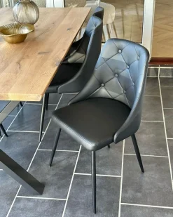 Set di 2 sedie da pranzo VALERIE Pelle sintetica Nero