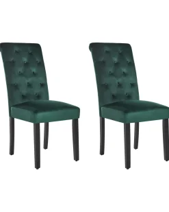 Set di 2 sedie da pranzo VELVA Velluto Verde scuro
