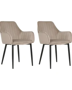 Set di 2 sedie da pranzo WELLSTON Velluto Tortora