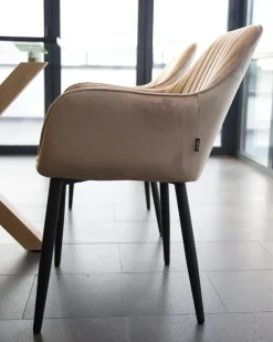 Set di 2 sedie da pranzo WELLSTON Velluto Tortora