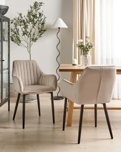 Set di 2 sedie da pranzo WELLSTON Velluto Tortora