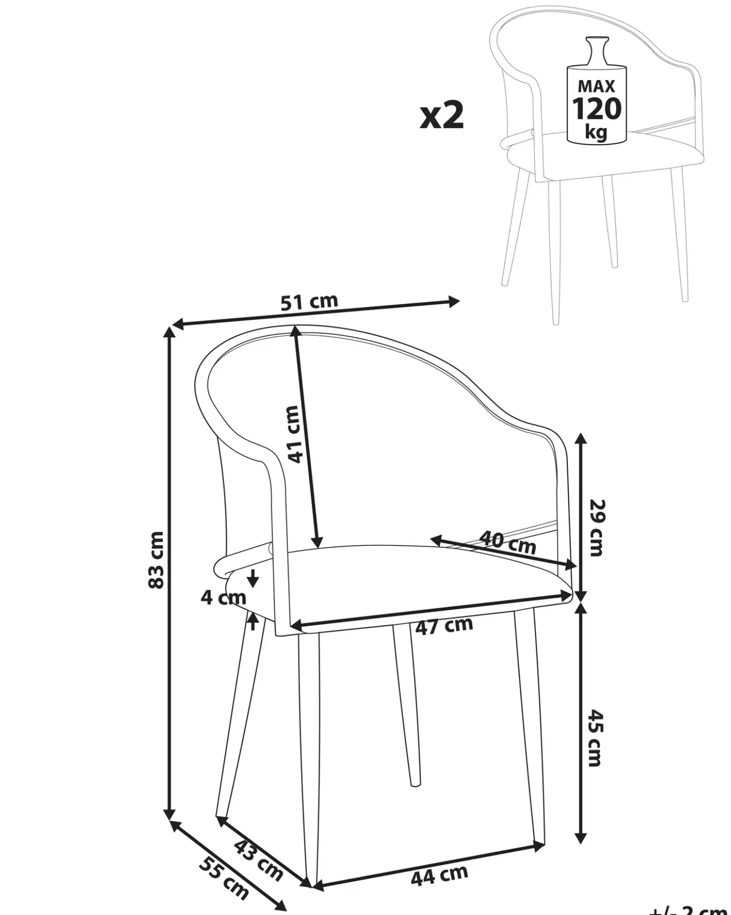 Set di 2 sedie da pranzo WEIMAR Metallo Marrone chiaro