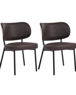 Set di 2 sedie da pranzo WONDER Pelle sintetica Marrone scuro