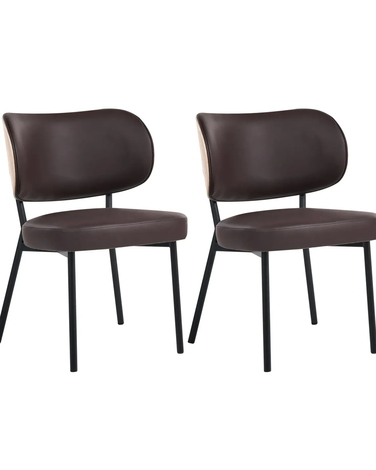 Set di 2 sedie da pranzo WONDER Pelle sintetica Marrone scuro