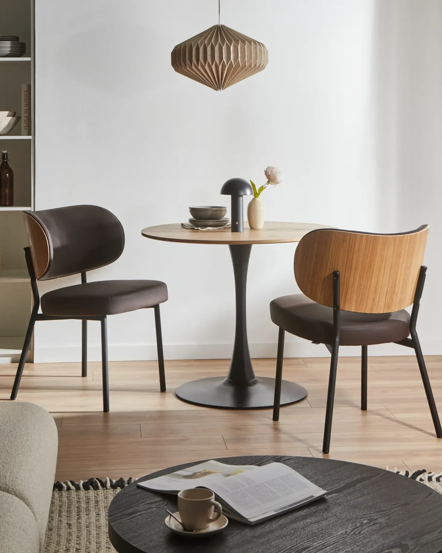 Set di 2 sedie da pranzo WONDER Pelle sintetica Marrone scuro