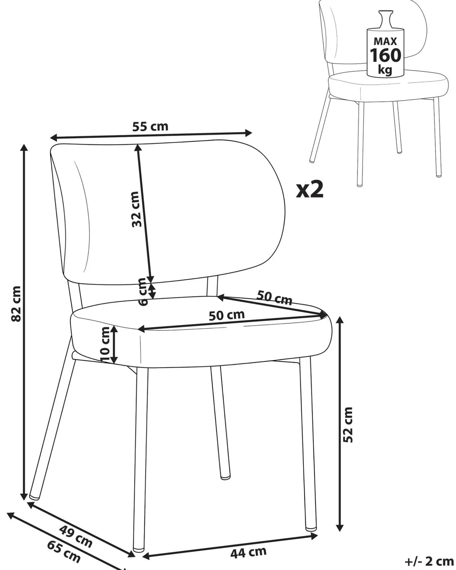 Set di 2 sedie da pranzo WONDER Pelle sintetica Marrone scuro