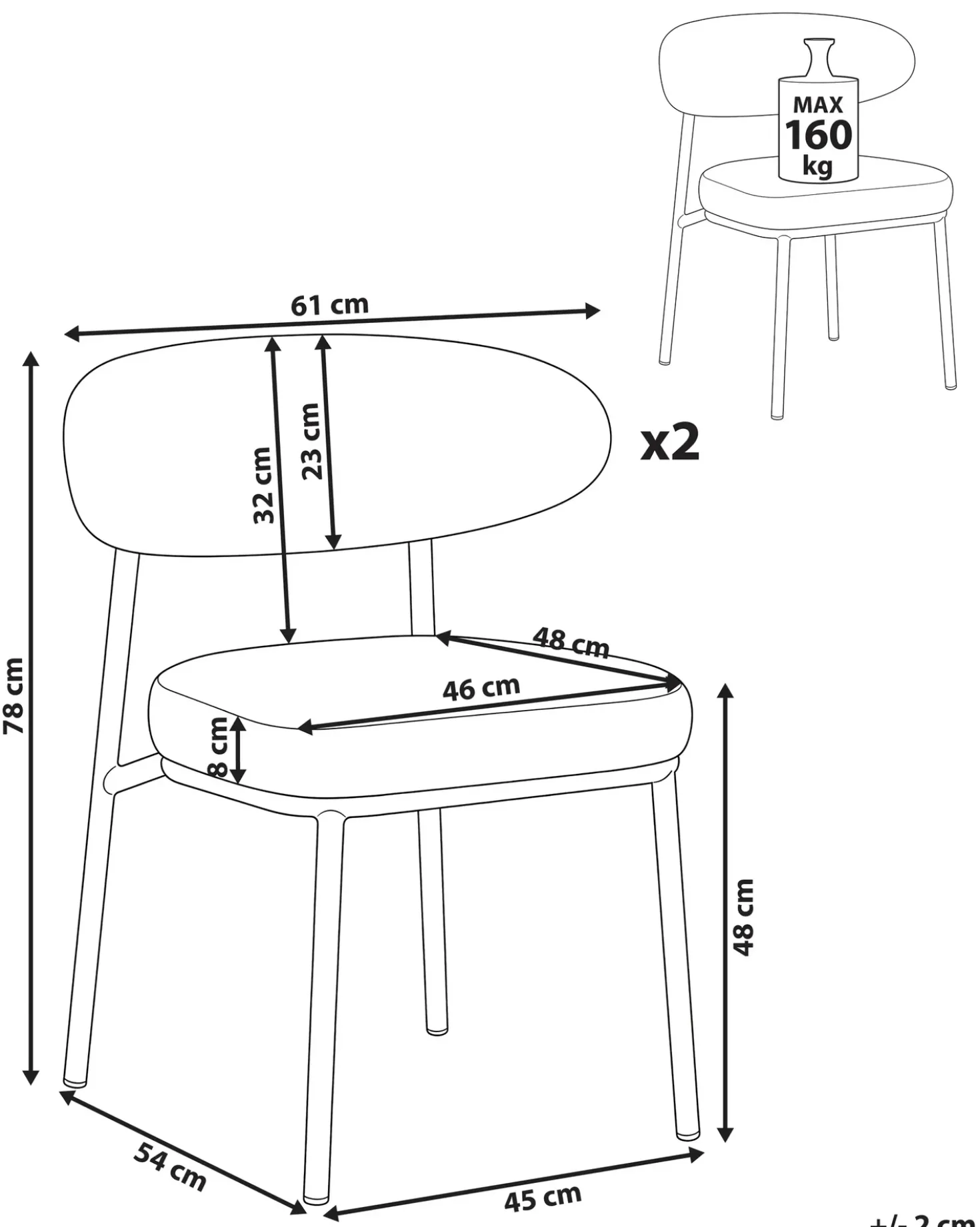 Set di 2 sedie da pranzo WINTON Bouclé Bianco sporco