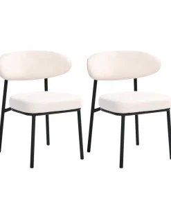 Set di 2 sedie da pranzo WINTON Bouclé Bianco sporco