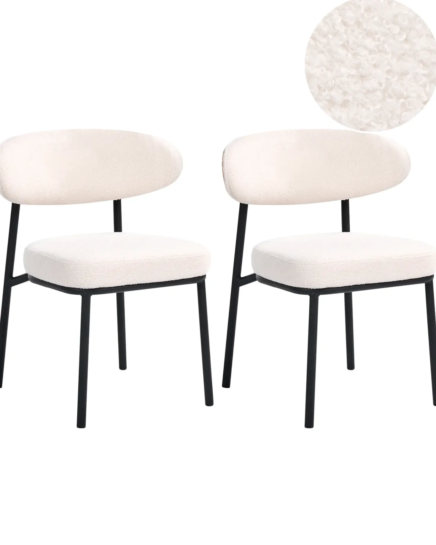 Set di 2 sedie da pranzo WINTON Bouclé Bianco sporco
