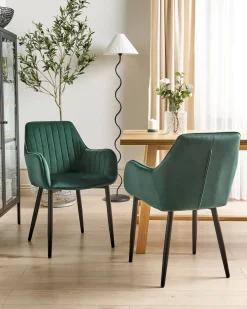 Set di 2 sedie da pranzo WELLSTON Velluto Verde scuro