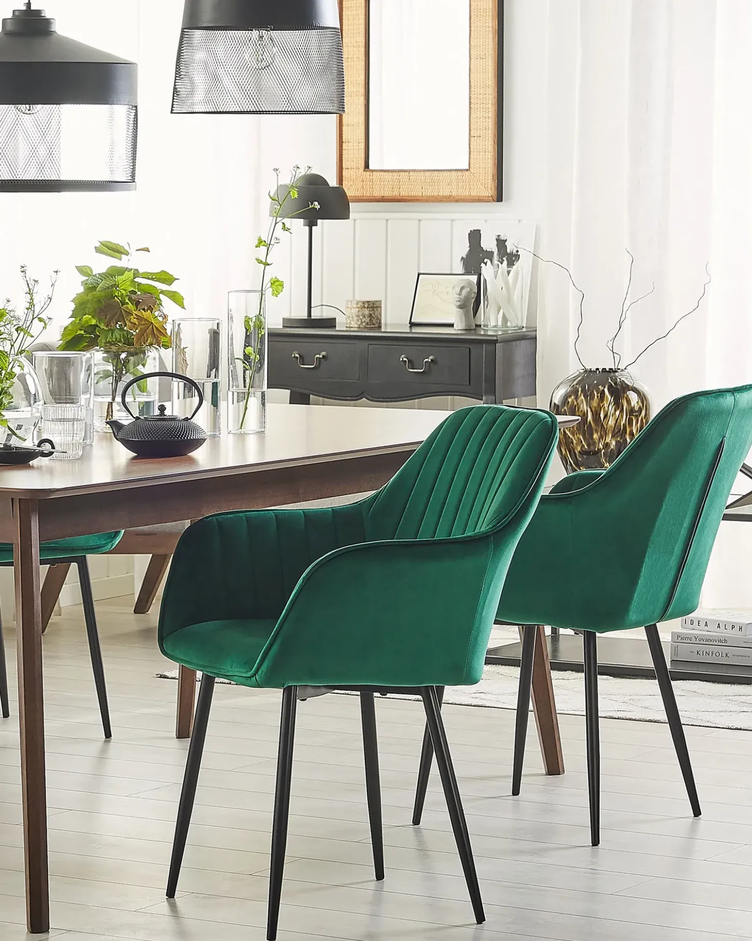 Set di 2 sedie da pranzo WELLSTON Velluto Verde scuro
