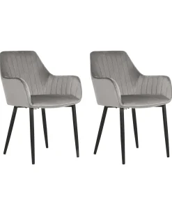 Set di 2 sedie da pranzo WELLSTON Velluto Grigio scuro