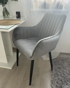 Set di 2 sedie da pranzo WELLSTON Velluto Grigio scuro