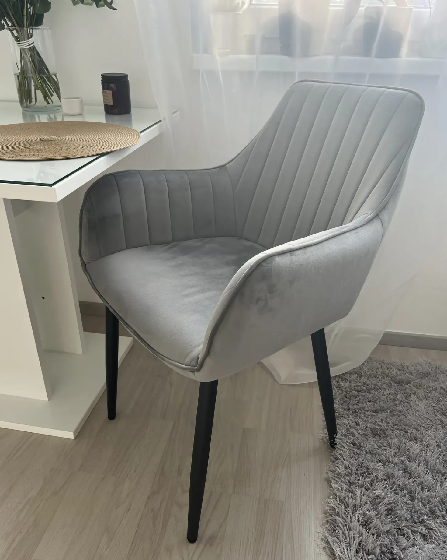 Set di 2 sedie da pranzo WELLSTON Velluto Grigio scuro