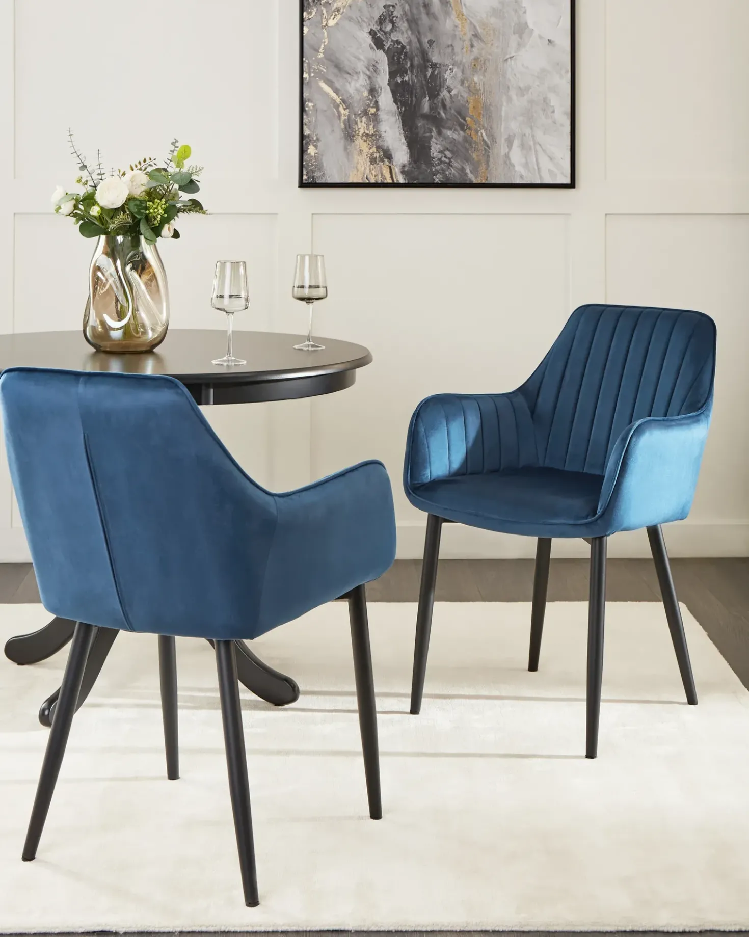 Set di 2 sedie da pranzo WELLSTON Velluto Blu scuro