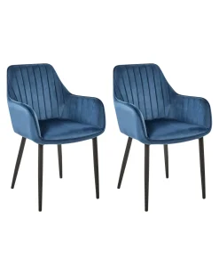 Set di 2 sedie da pranzo WELLSTON Velluto Blu scuro