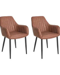 Set di 2 sedie da pranzo WELLSTON Pelle sintetica Marrone