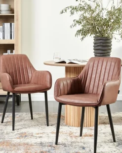 Set di 2 sedie da pranzo WELLSTON Pelle sintetica Marrone