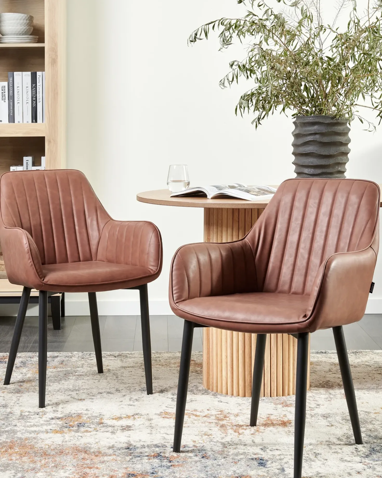 Set di 2 sedie da pranzo WELLSTON Pelle sintetica Marrone